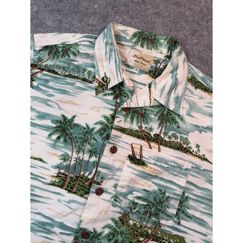 Bullhead Island Series Mens Small Tropical Palm Tree Print Button Down Shirt S‎